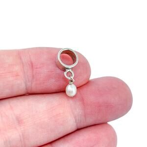 Estate Sterling Silver 925 Pearl Dangle Charm Bead
